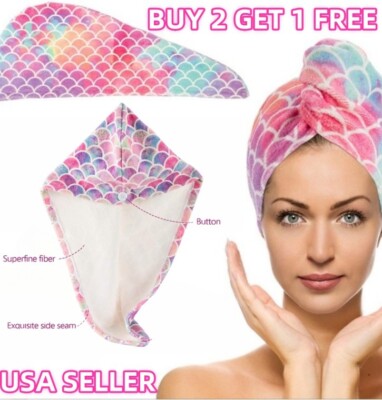 Quck Dryng Har Absorbent Turban Towel Cap Turban Wrap Soft Thck Shower Lotus | eBay