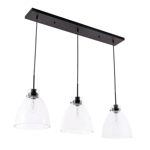 Living District Frey 3-Light Mid-Century Metal Pendant in Black and Clear - Picture 7 of 7