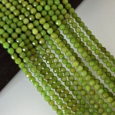 Natural 4mm Faceted Green Peridot Gems Round Loose Beads for Jewelry Making