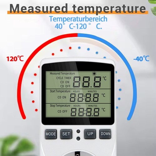 230V Temperaturregler Steckdose Fühler Digital Thermostat Zeitschaltuhr Timer DE - Bild 6 von 12
