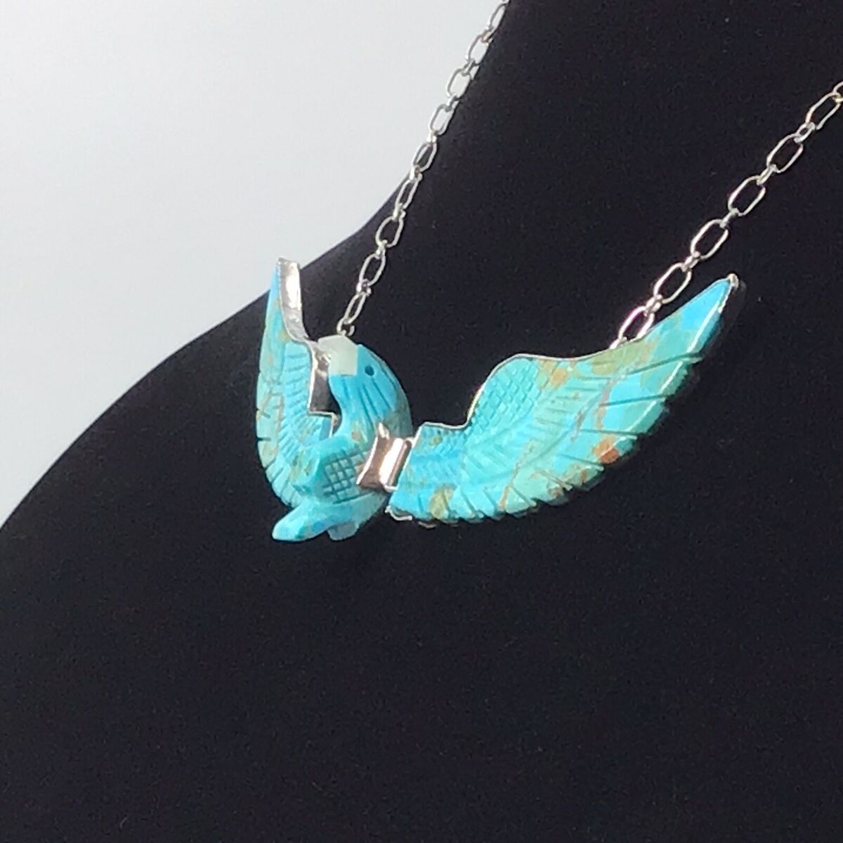 Sterling Silver Carved Turquoise Eagle Pendant Vintage Sterling Silver Carved Turquoise Eagle Pendant Vintage