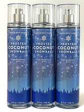 3 BATH  BODY WORKS FROSTED COCONUT SNOWBALL BODY SPRAY FINE FRAGRANCE MIST 8 OZ