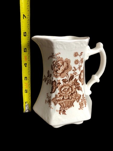 Vintaje Crown Devon Creamer And Brown Flowers Pitcher - Picture 5 of 6