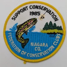 Vtg 1985 Niagara County NY Federation of Conservation Clubs Fly Fishing 4" Patch