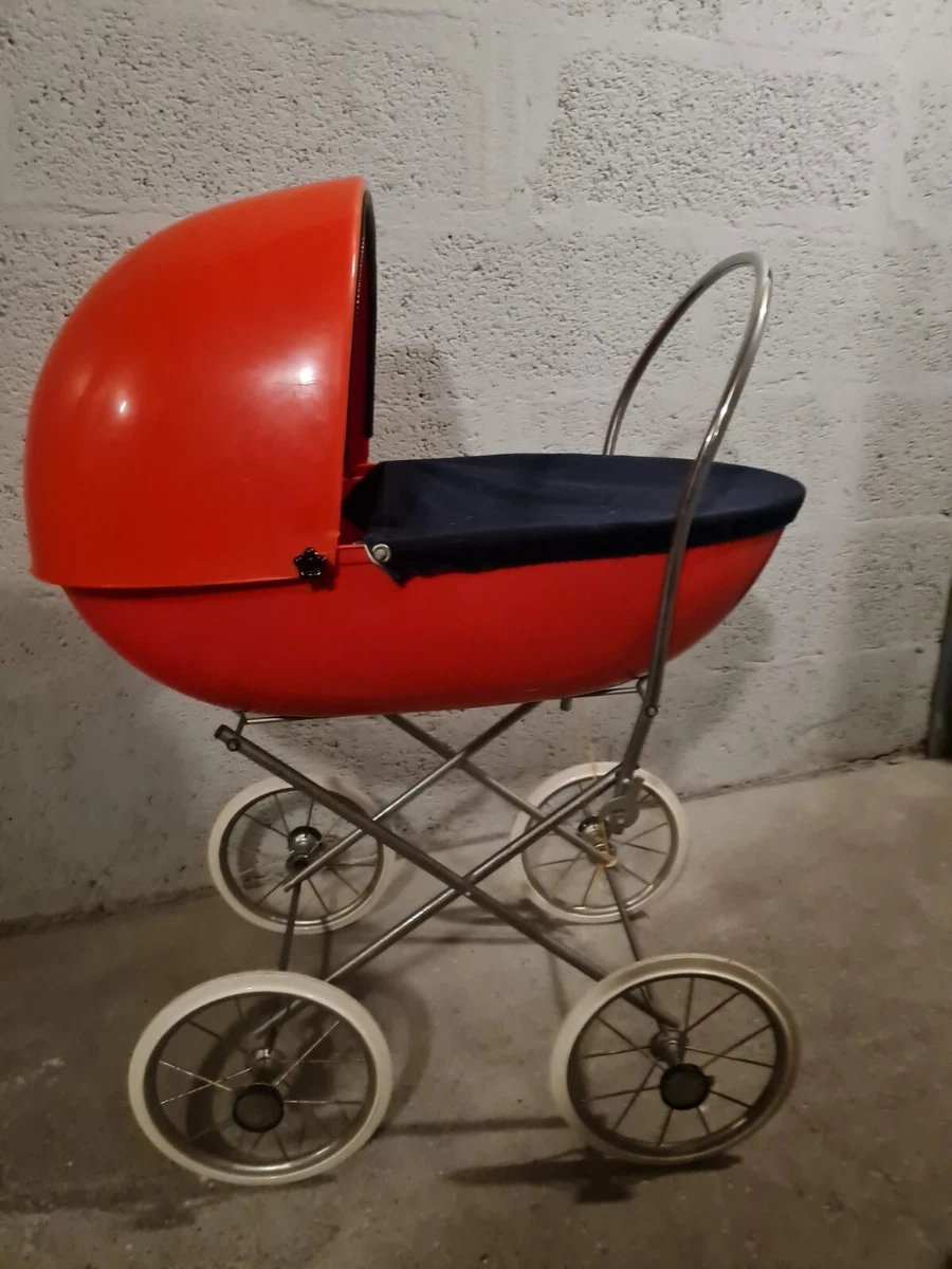 Petit LANDAU/ POUSSETTE avec POUPON, Jouet pour poupée ancienne