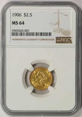 1906 Liberty Head Quarter Eagle Gold $2.5 MS 64 NGC