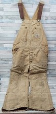 Vintage Carhartt Double Knee Bib Overalls Size 34x30 Tan Brown Distressed
