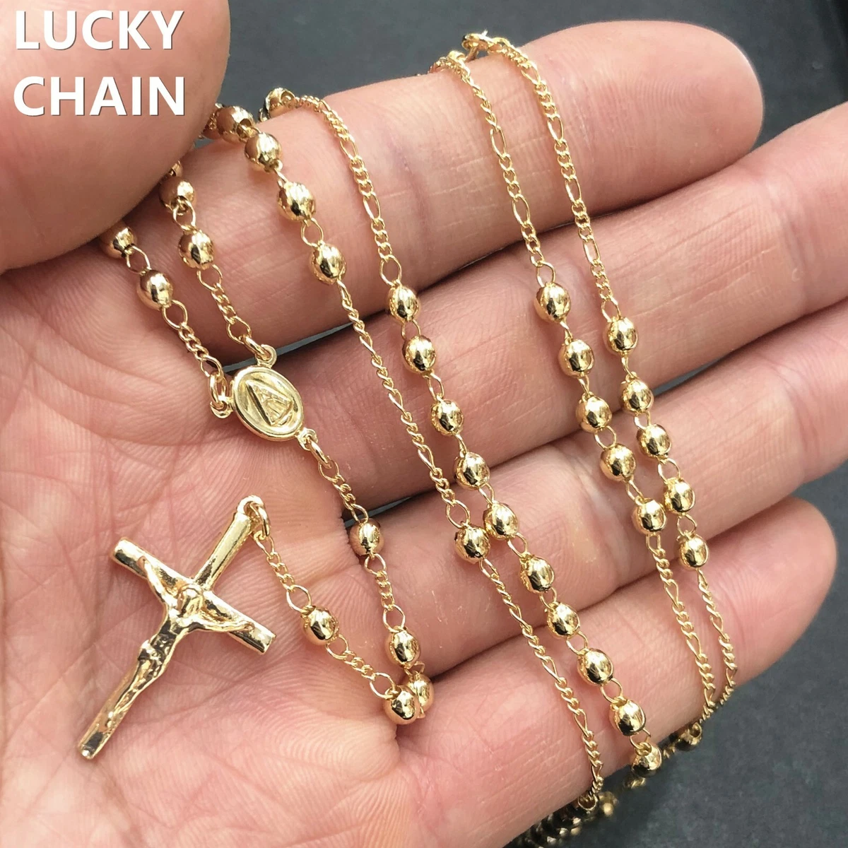 14K GOLD FILLED ROSARY CHAIN NECKLACE 24