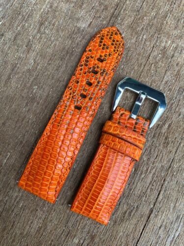 26mm 24mm 23 22mm 21mm 20mm 19mm 18mm 16 orange Lizard Leather Watch Strap Band - Picture 7 of 13