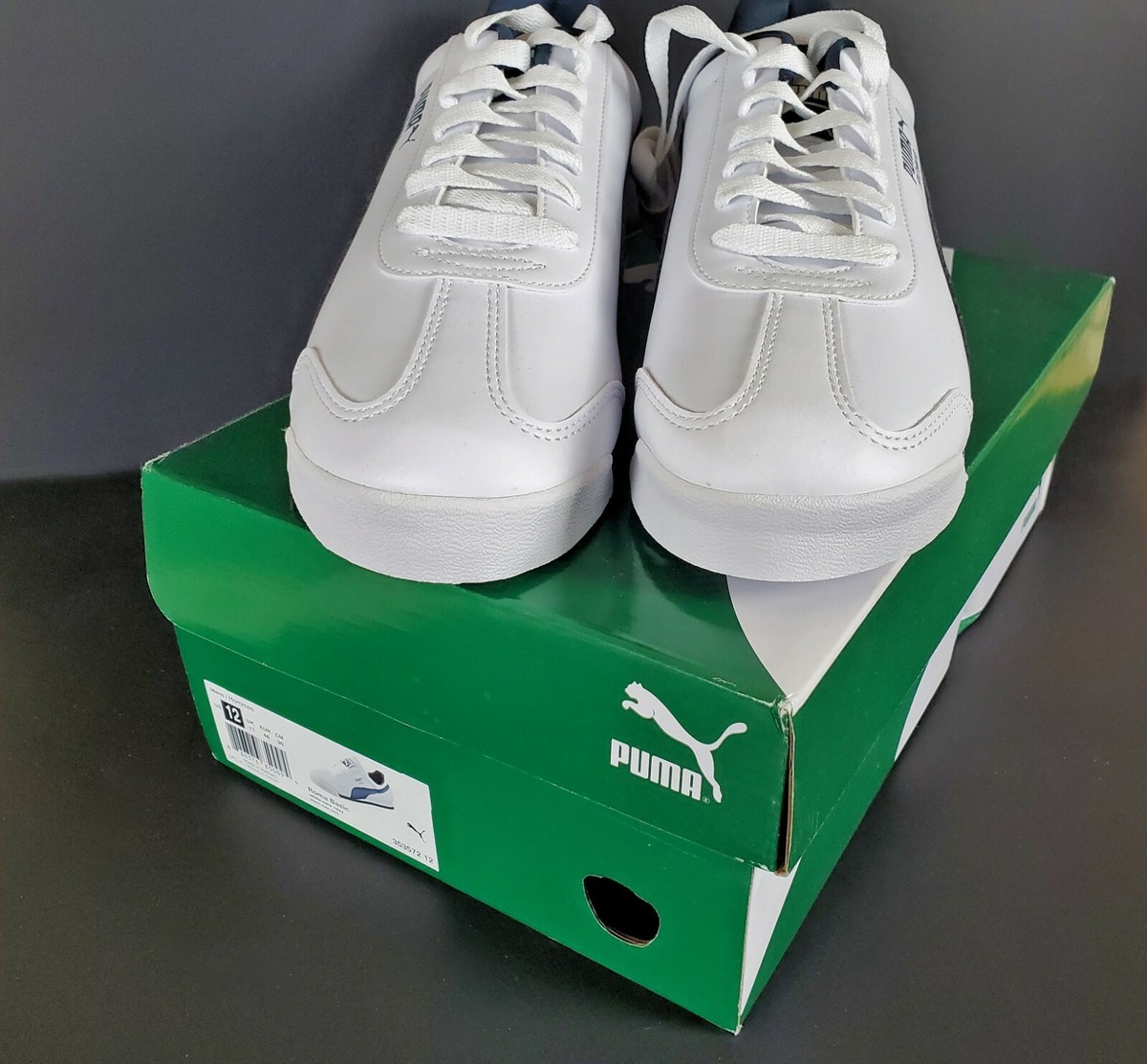 Mens Puma Roma Basic 353572-12 White/Navy Athletic Tennis 