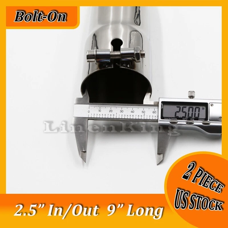 1 Juego 2.5" En 2.5" Salida 9" Largo Acero Inoxidable Bajar Punta de Escape Pulida Foto 3 de 3