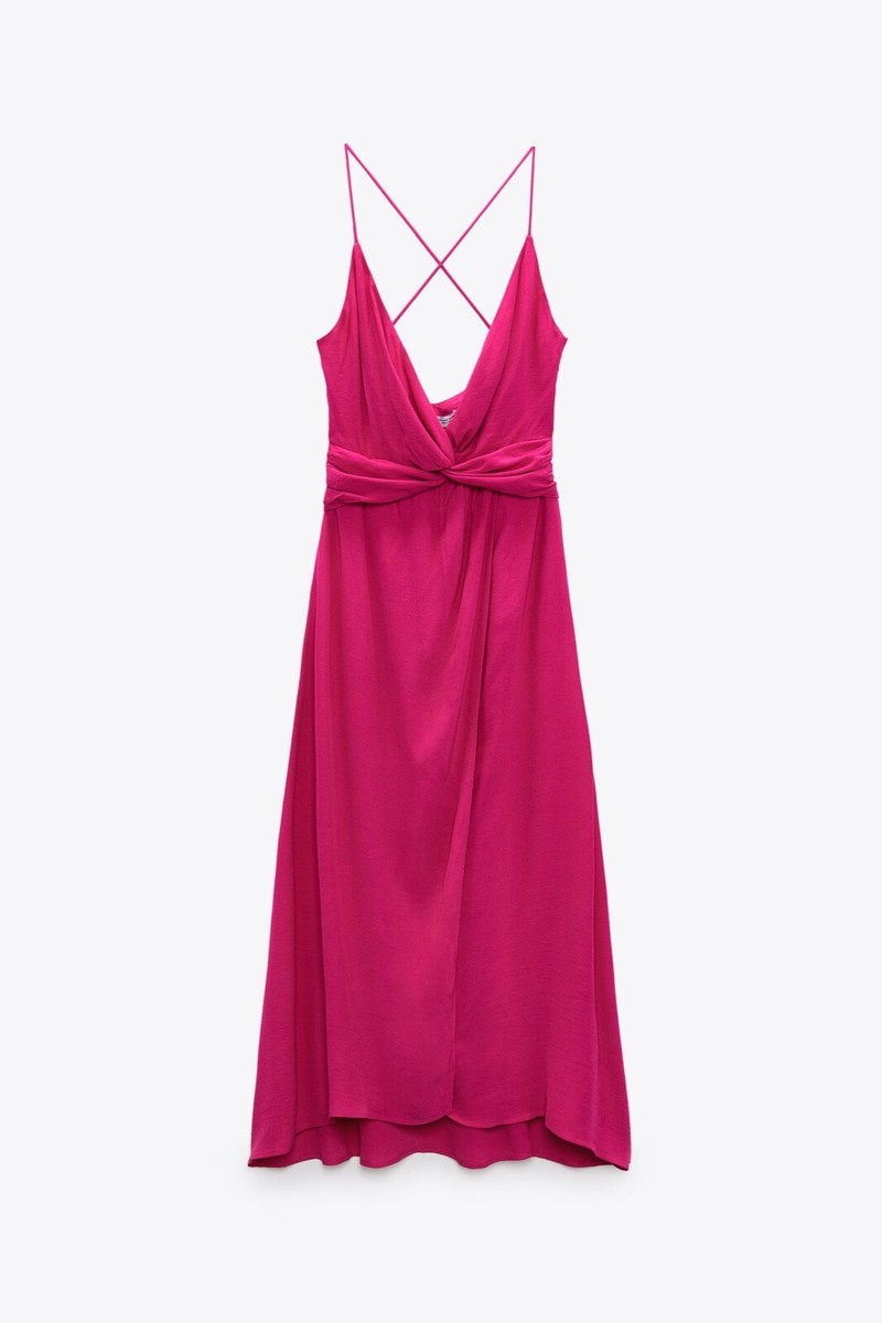 NEW ZARA STRAPPY MIDI DRESS FUCHSIA - REF. 2298/174, size S