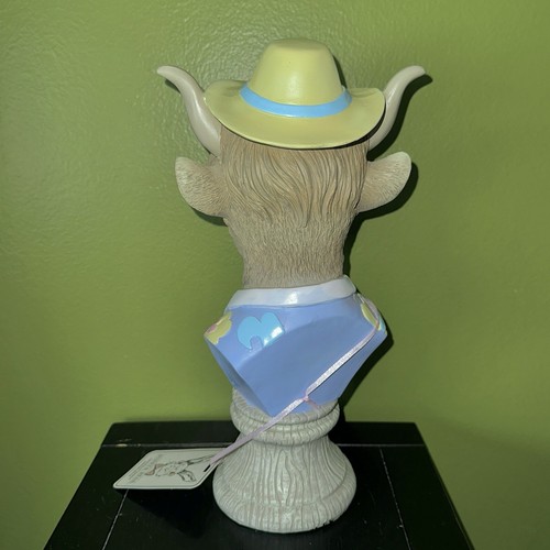 BUNNY & BEAN Highland Cow With Pink Glasses 12 in Bust Spring Farmhouse Decor - Picture 4 of 4