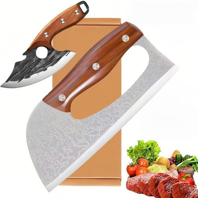 2 Pcs Meat Cleaver Knife Set, Effort Saving Meat Cleaver for Cutting Meat Vegeta