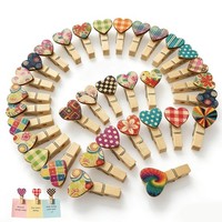 Holzklammern WäScheklammern Mini Herz Design DIY Deko Hochzeit Geschenk 50 StüCk