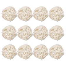 Wicker Rattan Balls 12 Pack 1.2in for DIY Craft White