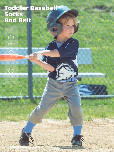 Toddler Baseball Socks and Belt Combo Set Cotton Youth Baseball Softball Sock... - Picture 2 of 4