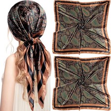 SATINIOR 35 Inch Silky Head Scarf 2 Pcs Large Square Neck Scarf Sleeping Hair Wr