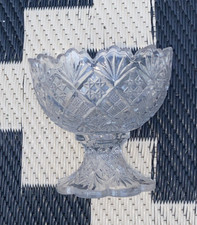 Toy Punch Bowl Cup Flattened Diamond  Sunburst Westmoreland Clear No Flaws
