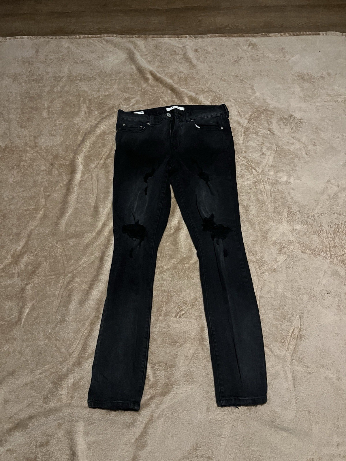 PacSun Stacked Skinny Distressed Black Denim Jeans Men's 5-Pocket Solid