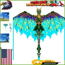 Green Dragon Kite - Easy to Fly 51  x 33  Beach Kite for All Ages, 300ft String