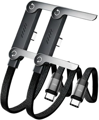 2 Stück USB Typ C Ladekabel 240W 1,5m Geflochten Schnellladung mit Handy Stand