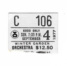 Beatlemania 9/4/77 New York City NY Winter Garden Ticket Stub The Beatles NYC