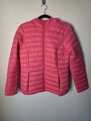 Dunnes Stores Womens Pink Small Puffer Jacket Hooded Nylon Mid-Length