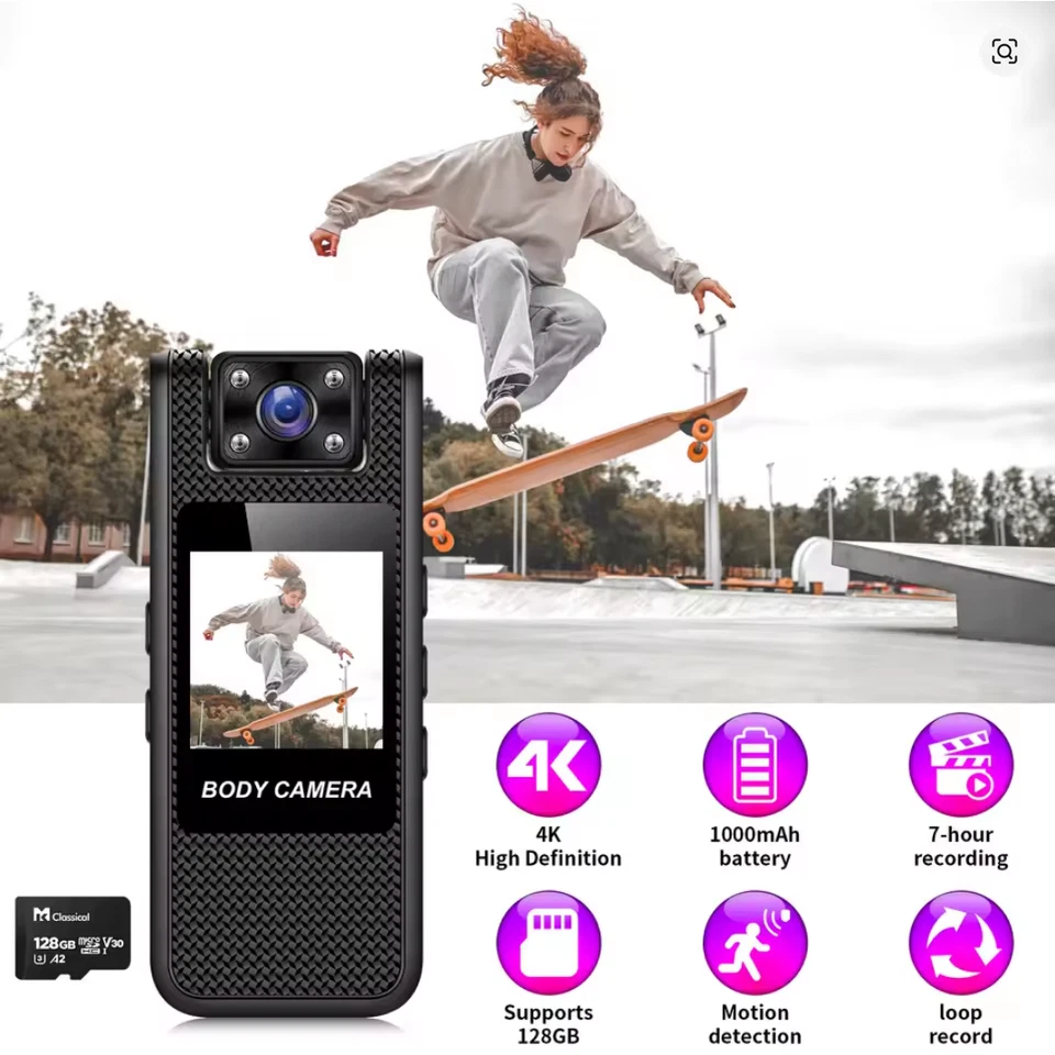 Mini Caméra WiFi 4K – BodyCam Portable UHD, Vision Nocturne IR, Enregistreur DV - Photo 2/4