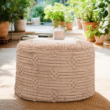 Pouf Ottoman Foot Rest – Plush Round All-in-Foam Stool for Cozy Lounging, Flo...