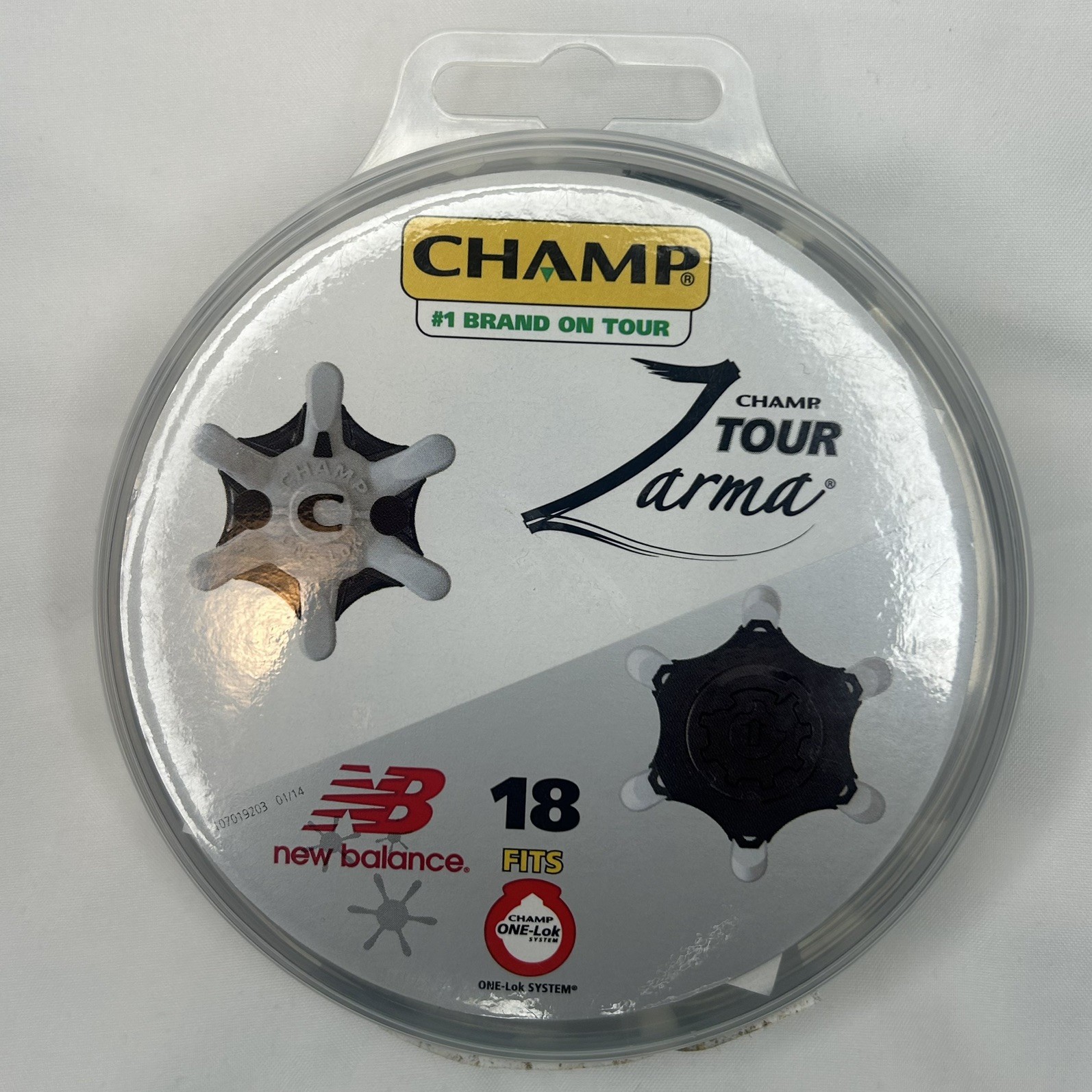18 Champ Zarma Tour Fast Twist 3.0 Golf Cleats Spikes - Black/Silver 11540
