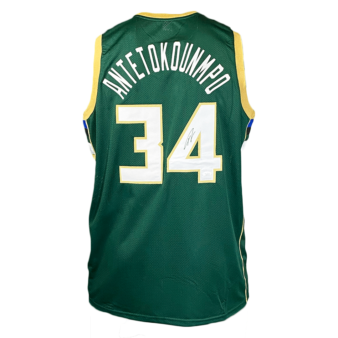 Giannis Antetokounmpo Autographed Signed Green Milwaukee Basketball Jersey (JSA) 