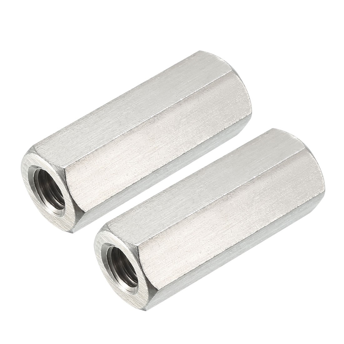 M10 X 1.5-Pitch 45mm Length 304 Stainless Steel Metric Hex Coupling Nut, 2-Pack