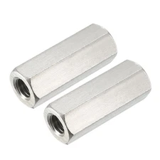 M10 X 1.5-Pitch 45mm Length 304 Stainless Steel Metric Hex Coupling Nut, 2-Pack