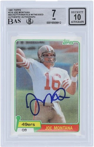 Joe Montana San Francisco 49ers Signed 1981 Topps #216 Beckett 7/10 Rookie Card