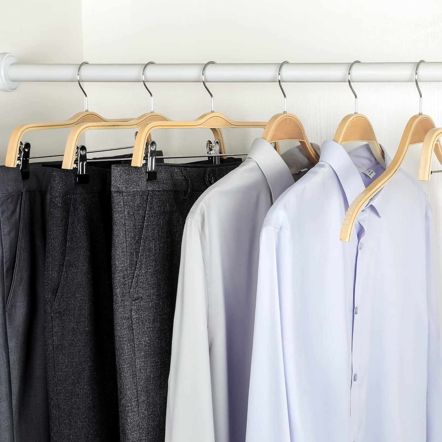 TOPIA HANGER Slim Natural Wood Hangers with Extra Soft 10 PCS, 