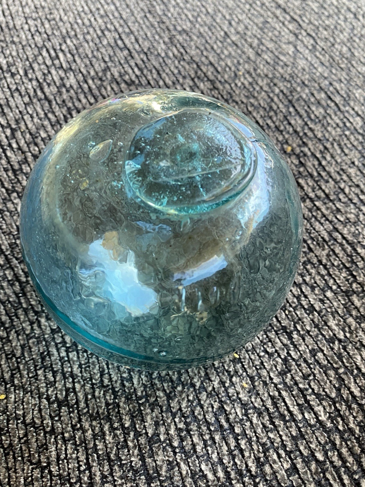 Early 1900’s Japanese Molded Aqua Glass Float With Company Mark “IIII”. Rare!