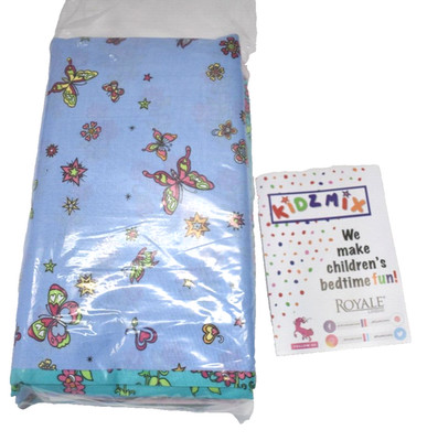Royale Linens Kidz Mix Twin Sheet Set Reversible 7 Piece Butterflies/Floral