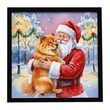 Caroline's Treasures Chow Chow with Santa Claus Framed Metal Print FNT1024MFP88