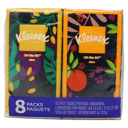 Kleenex Facial Tissues On-The-Go Travel Packs 8 Pack Set