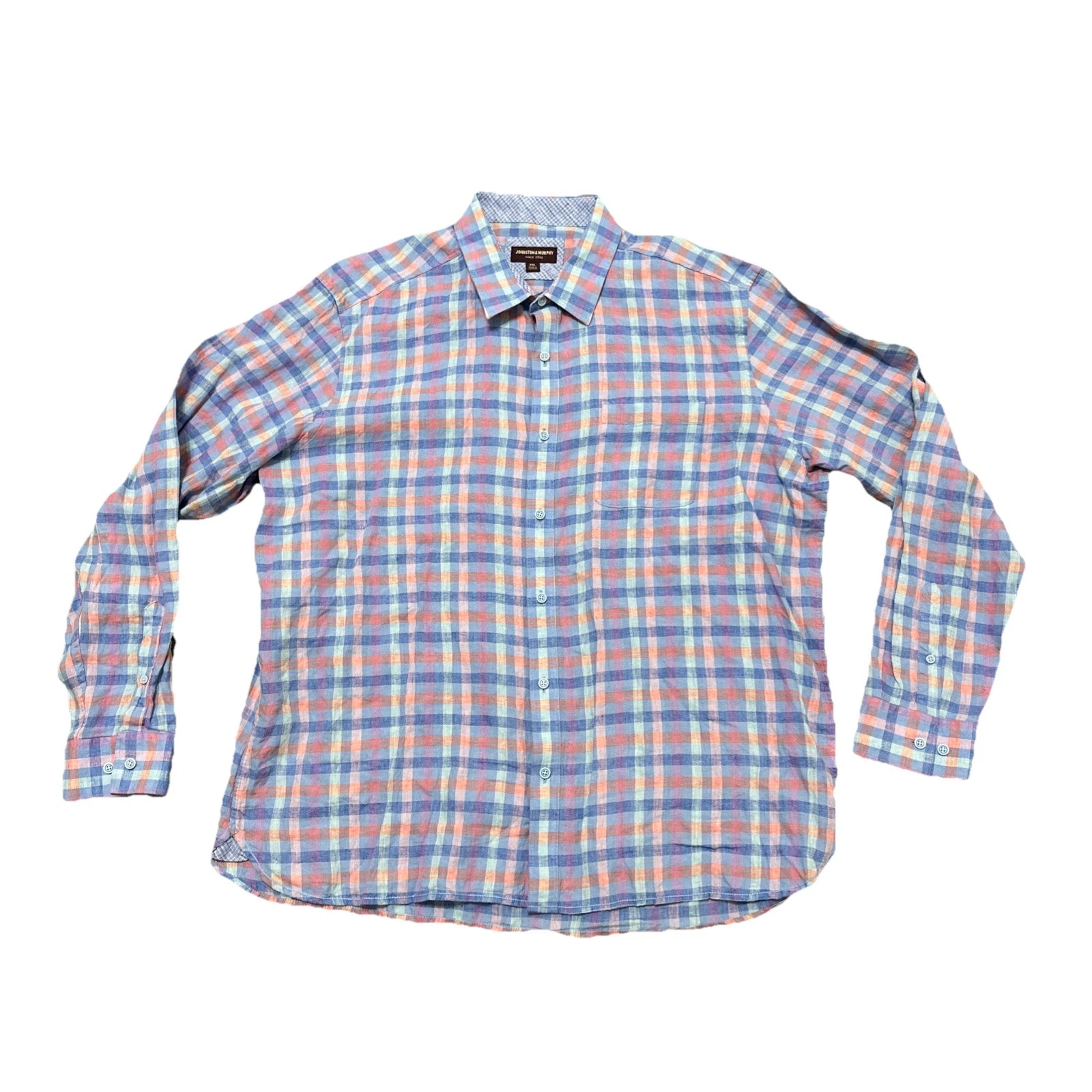 Johnston & Murphy 100% Linen Long Sleeve Button-Up Lightweight Shirt Men’s XXL