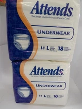 2 Packs Attends Adult Underwear Large 44'' - 58'' Pull On - 18/Pack