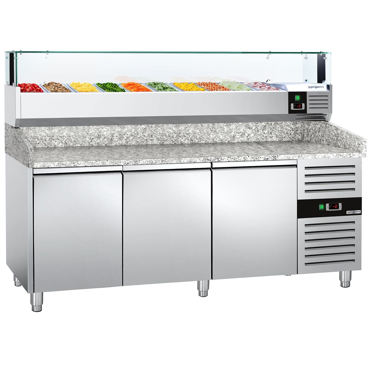 GGM Gastro Pizzakühltisch PREMIUM - 2000x800mm - mit 3 Türen - inkl.