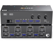 KVM Switch 3 Monitore 2 Computer 8K@60Hz 4K@1...