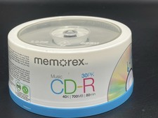 Memorex Music CD-R 30 Pack 700MB 80 Min 40X Spindle Case Blank Discs