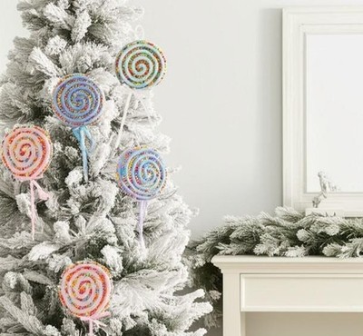 Large Pink Beaded Lollipop Pick Christmas Candy Cane Lane Holiday Decoration