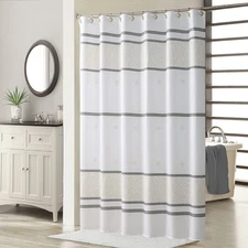 Seville White Shower Curtain 72x72 Inch Classic Stripes Printed Fabric