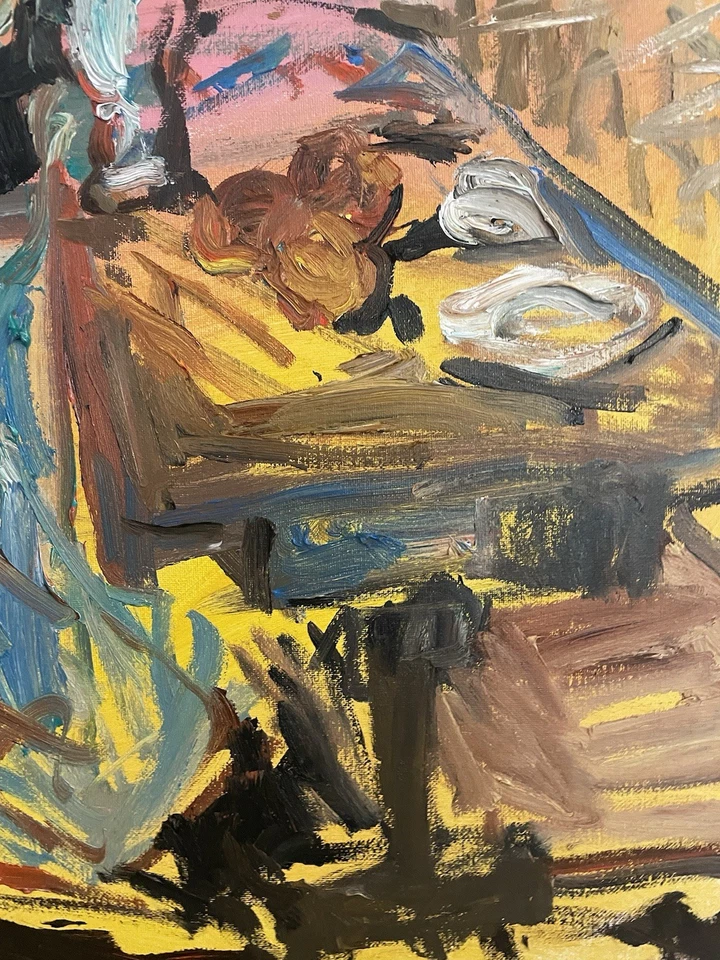 Fauvism Interior Still Life Oil Painting Gothic Original 16x20 Signed Canvas - Image 3 of 4