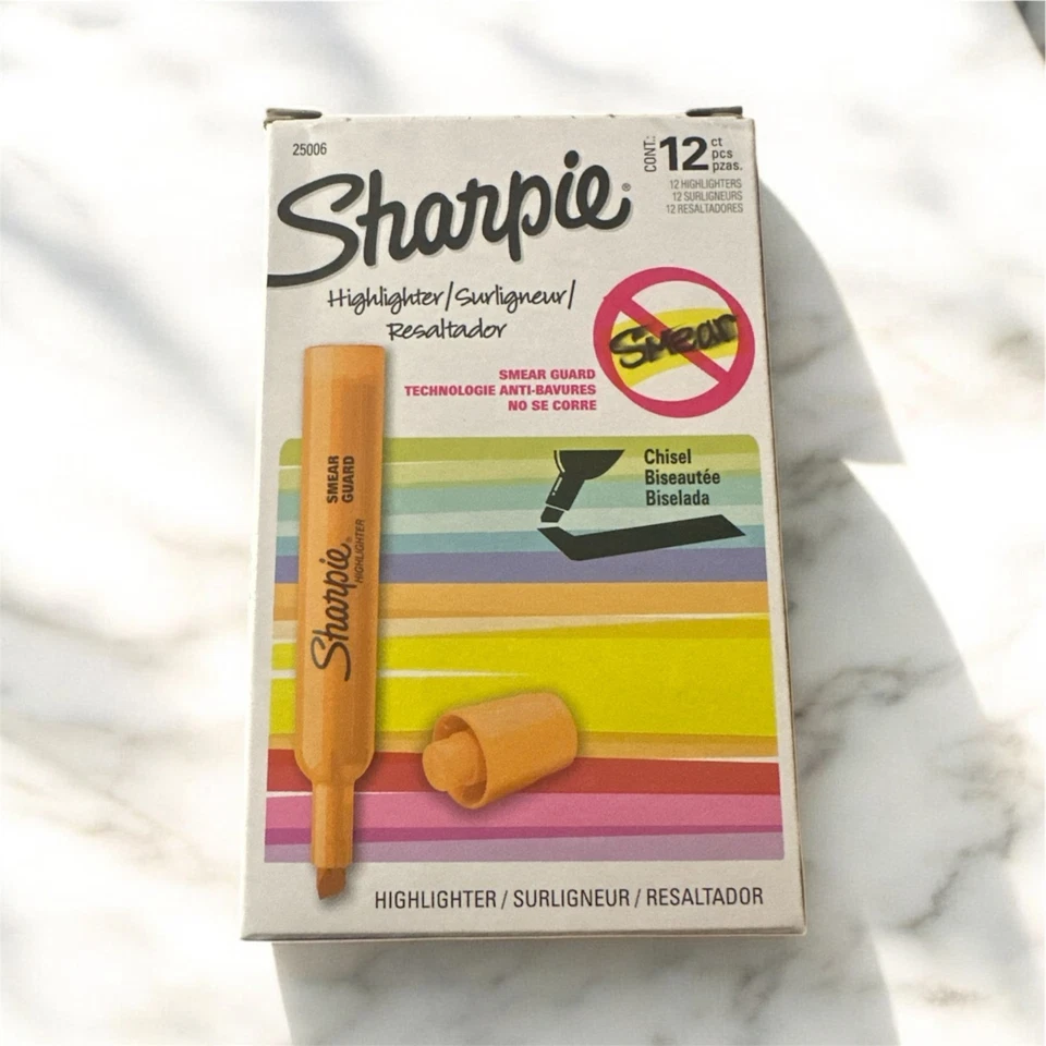 Resaltadores SHARPIE, punta de cincel, 12 unidades (paquete de 3) rosa, verde, naranja Foto 4 de 4