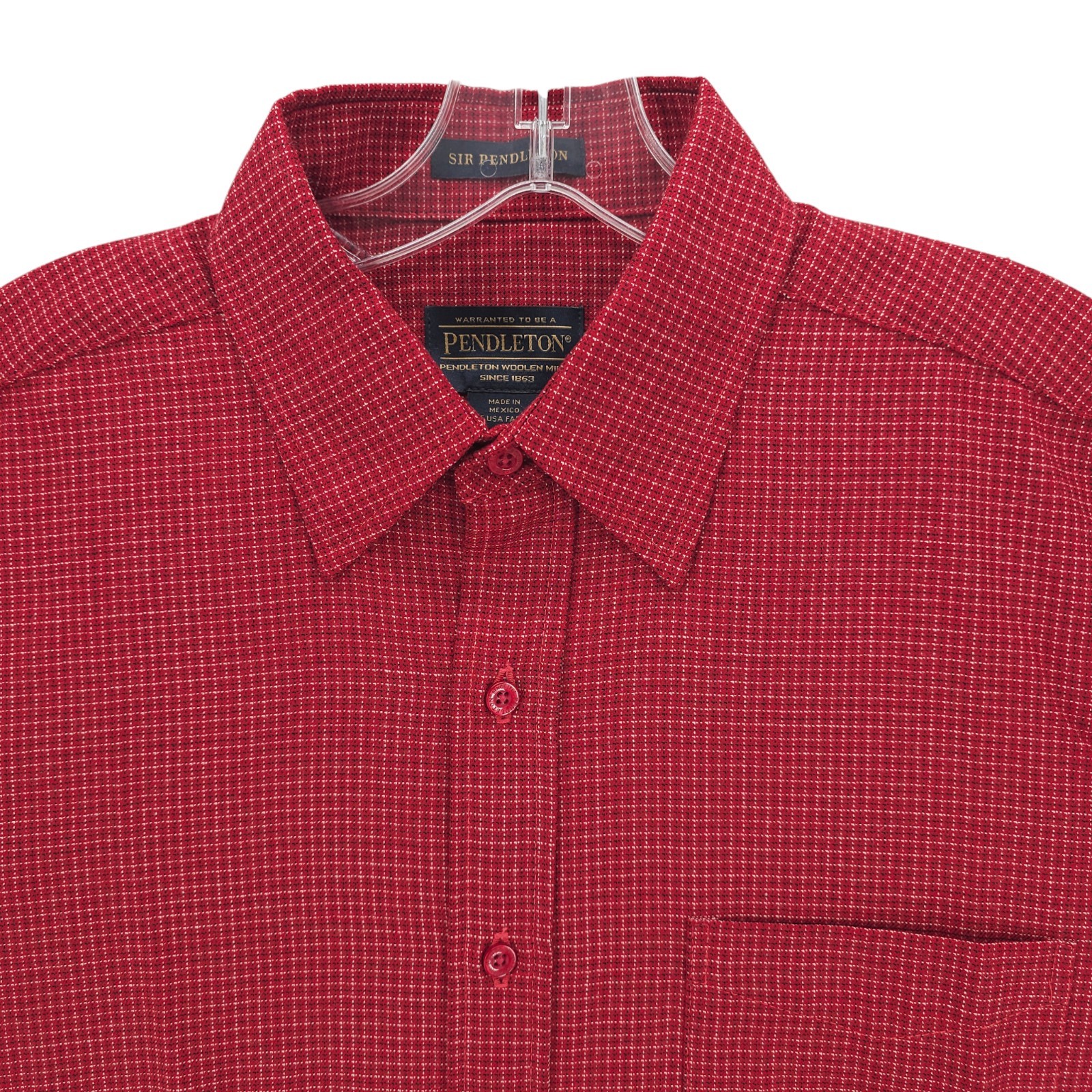 PENDLETON Sir Pendleton Red Check 100% Wool Long … - image 1